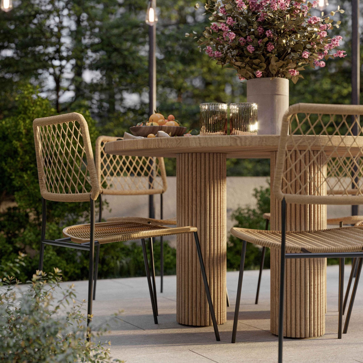 Patti Textured Faux Travertine Indoor / Outdoor Round Dining Table Dining Tables| TOV