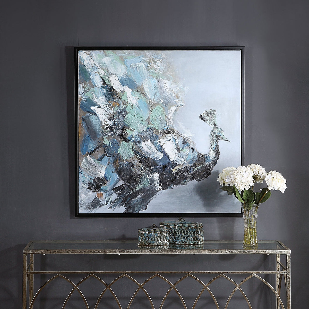 Peacock Hand Painted Canvas Hp Wall Art| Uttermost