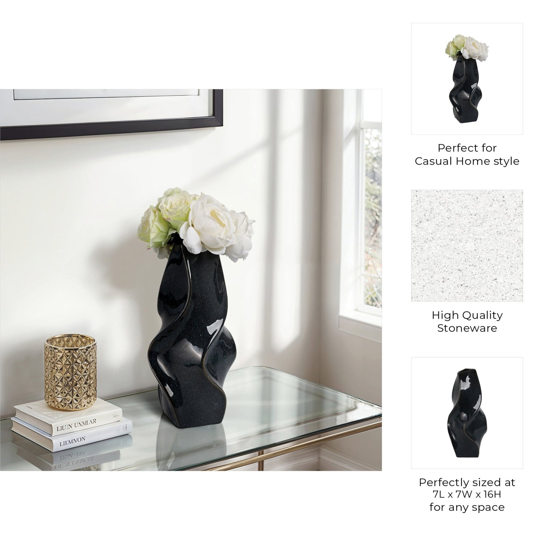Pella Blue Cer Vase Vases and Jars| Sagebrook Home