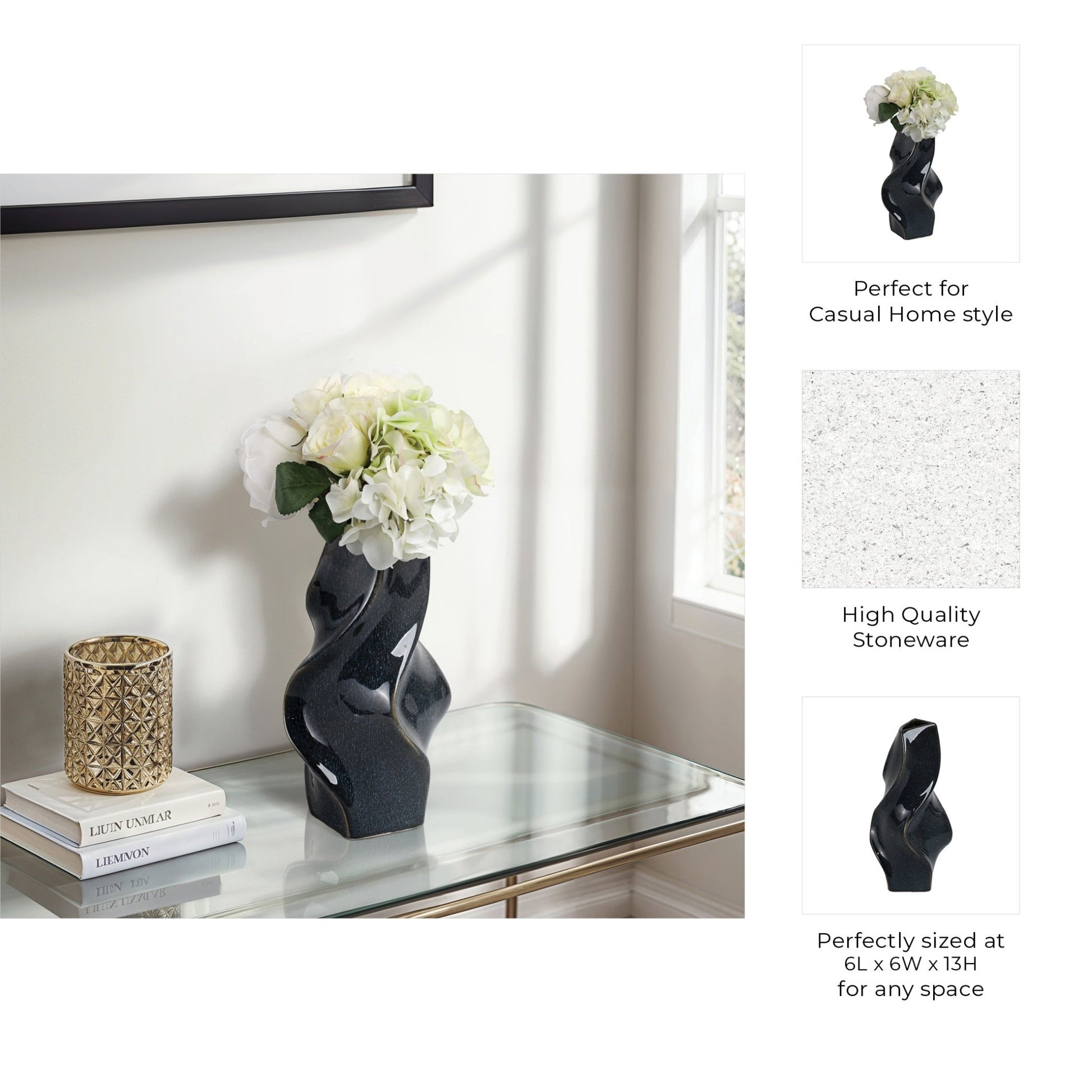 Pella Blue Cer Vase Vases and Jars| Sagebrook Home