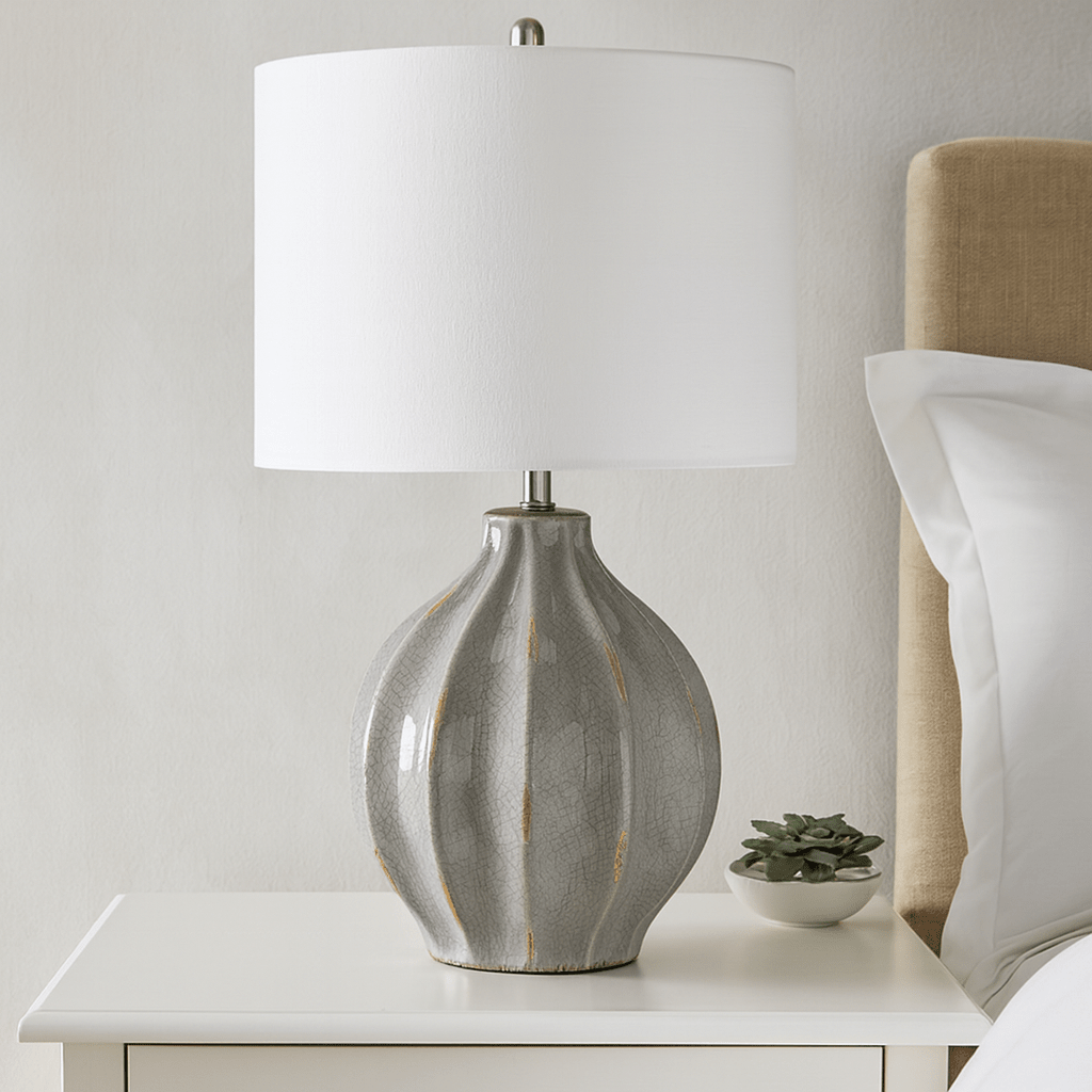 PERRY TABLE LAMP28''HT., CERAMICGREY CERAMIC FINIS Table Lamps| Crestview