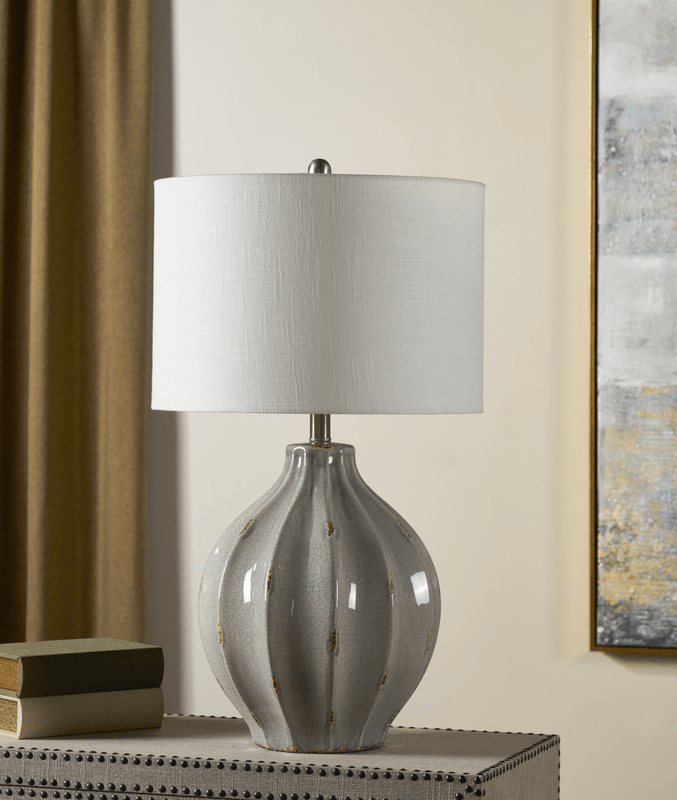 PERRY TABLE LAMP28''HT., CERAMICGREY CERAMIC FINIS Table Lamps| Crestview