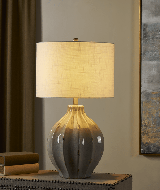 PERRY TABLE LAMP28''HT., CERAMICGREY CERAMIC FINIS Table Lamps| Crestview