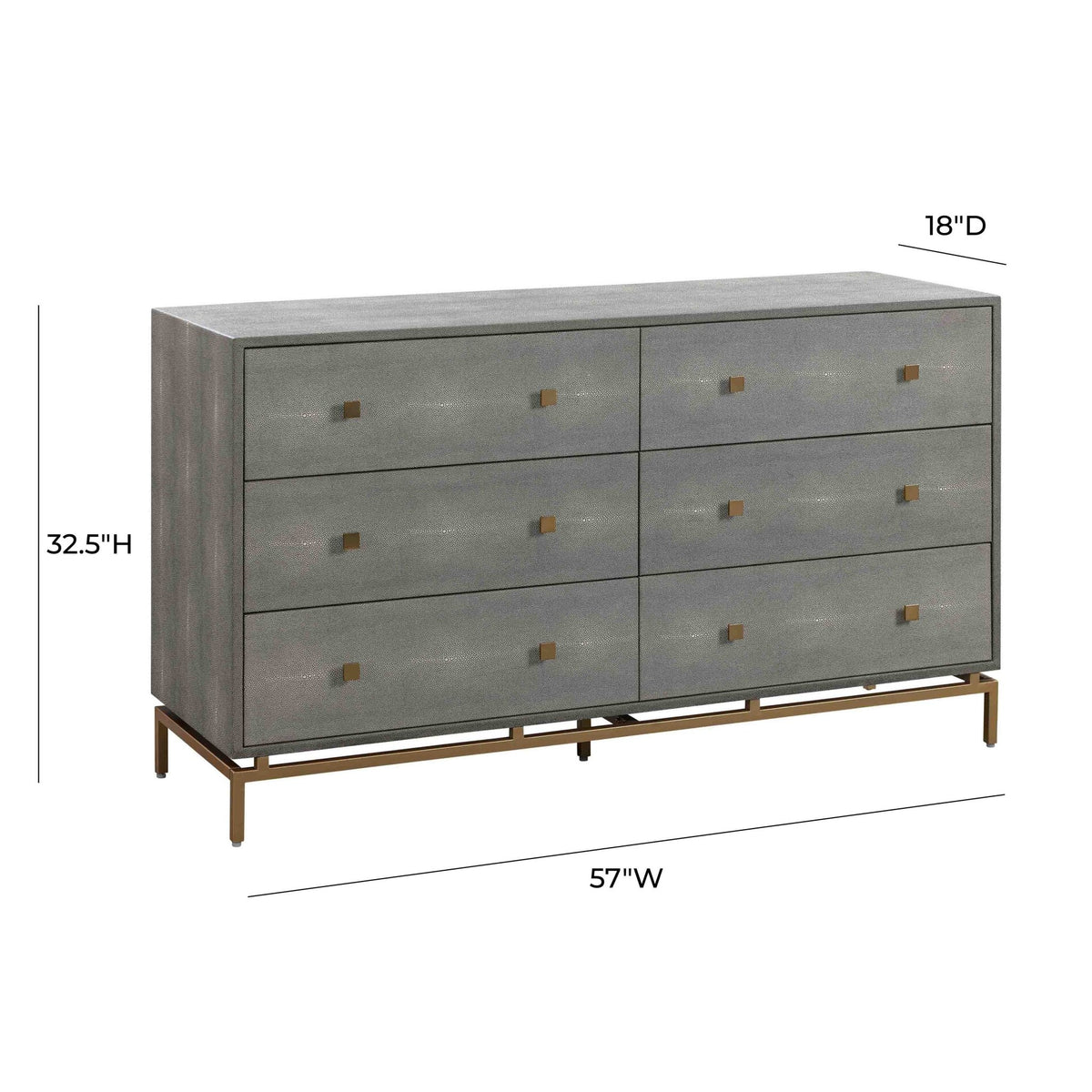 Pesce Shagreen 6 Drawer Dresser Dressers| TOV