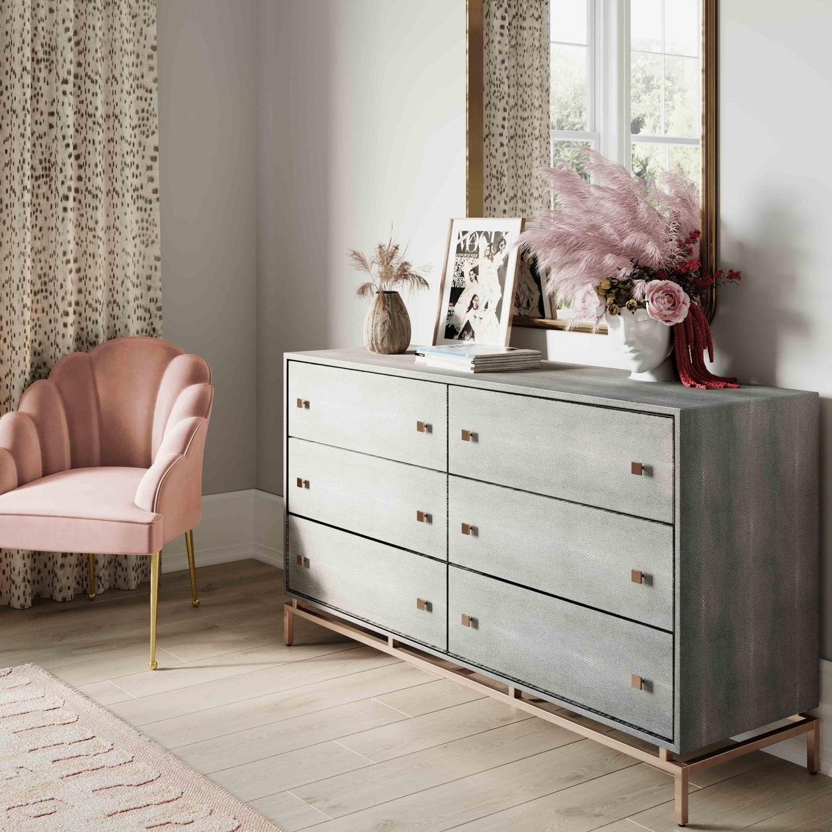 Pesce Shagreen 6 Drawer Dresser Dressers| TOV