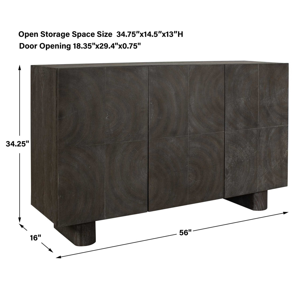 Phineas 3 Door Modern Cabinet Cabinets & Chests| Uttermost