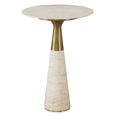 Pier Accent Table Beige Travertine - Al Rugaib Furniture