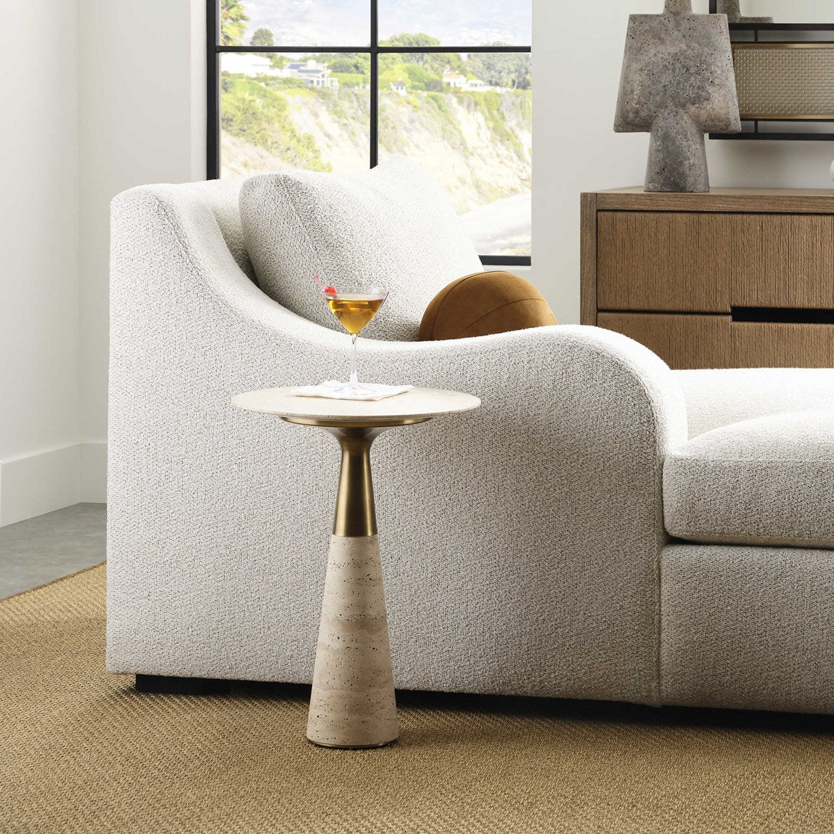 Pier Accent Table Beige Travertine Accent & End Tables| Uttermost