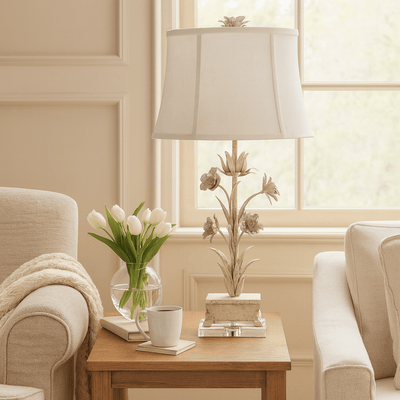 Pinehurst Tole Flowers Table Lamp 31.5''Ht.,Iron & Resin & C - Al Rugaib Furniture