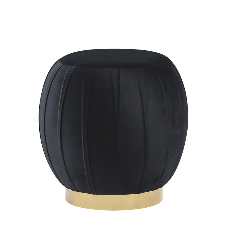 PLEATED 18" VELVETEEN OTTOMAN,BLACK - Al Rugaib Furniture