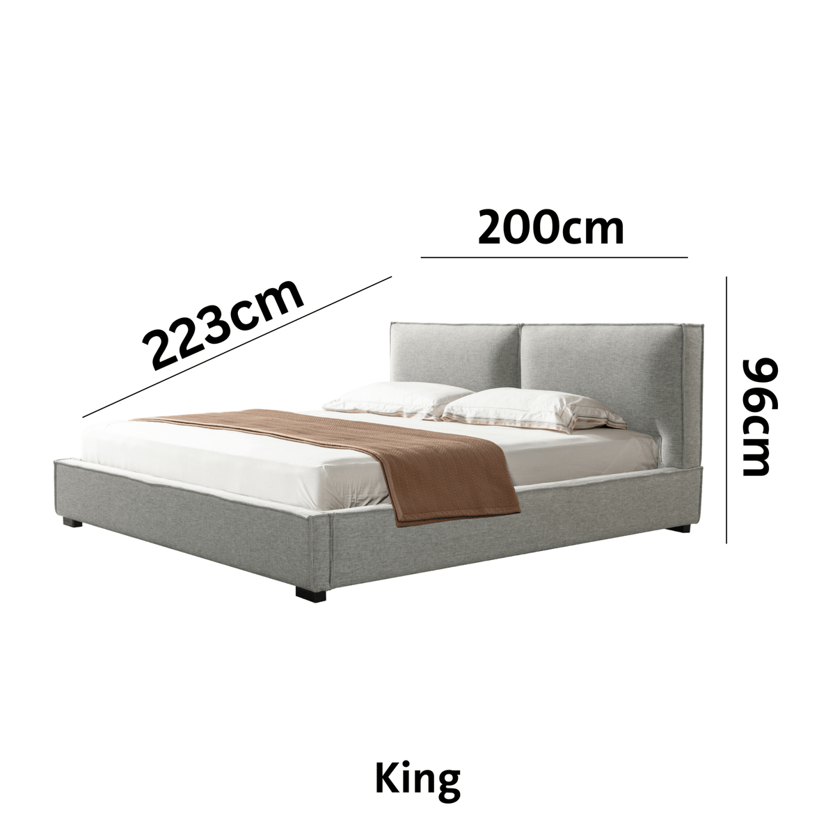 Plush Palace Grey King Bed (King/Queen) - Queen