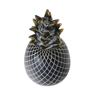 POLYRESIN 12" PINEAPPLE DECOR, BLACK/GOLD - Al Rugaib Furniture