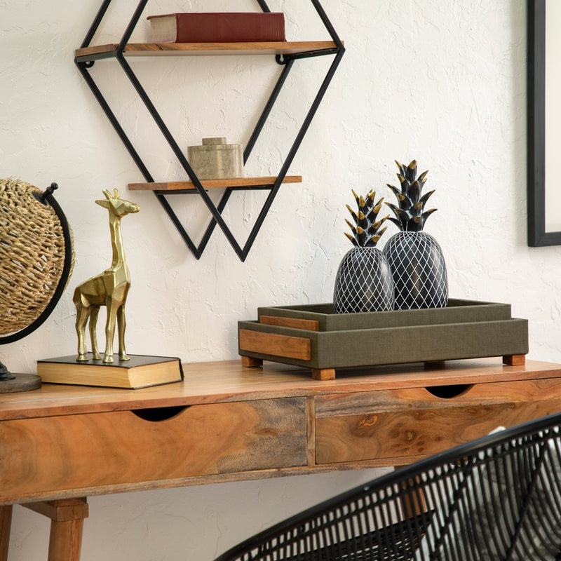 POLYRESIN 12" PINEAPPLE DECOR, BLACK/GOLD - Al Rugaib Furniture