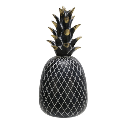 POLYRESIN 12" PINEAPPLE DECOR, BLACK/GOLD - Al Rugaib Furniture