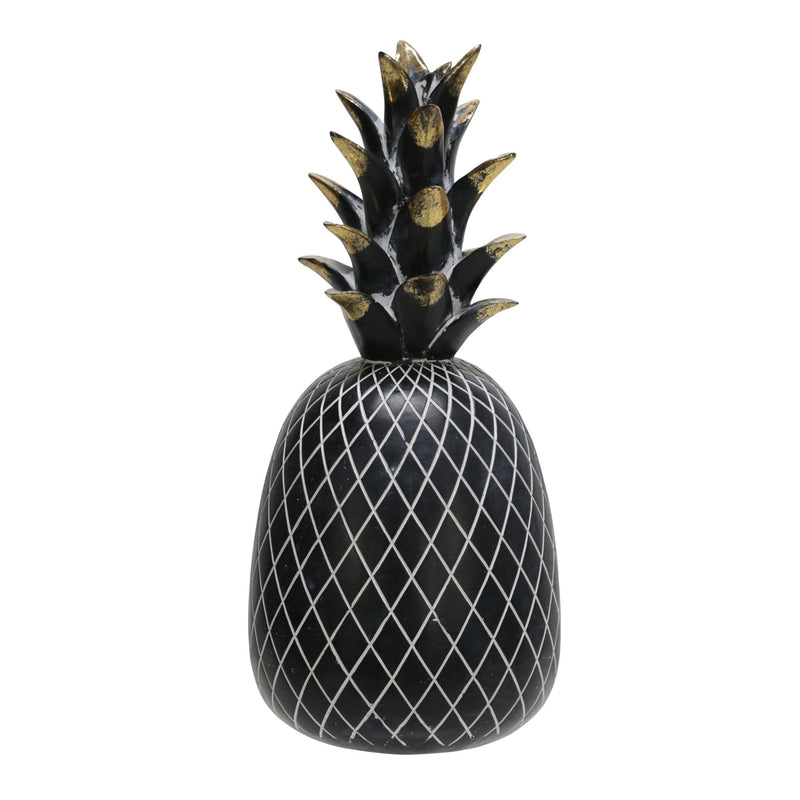 POLYRESIN 12" PINEAPPLE DECOR, BLACK/GOLD - Al Rugaib Furniture