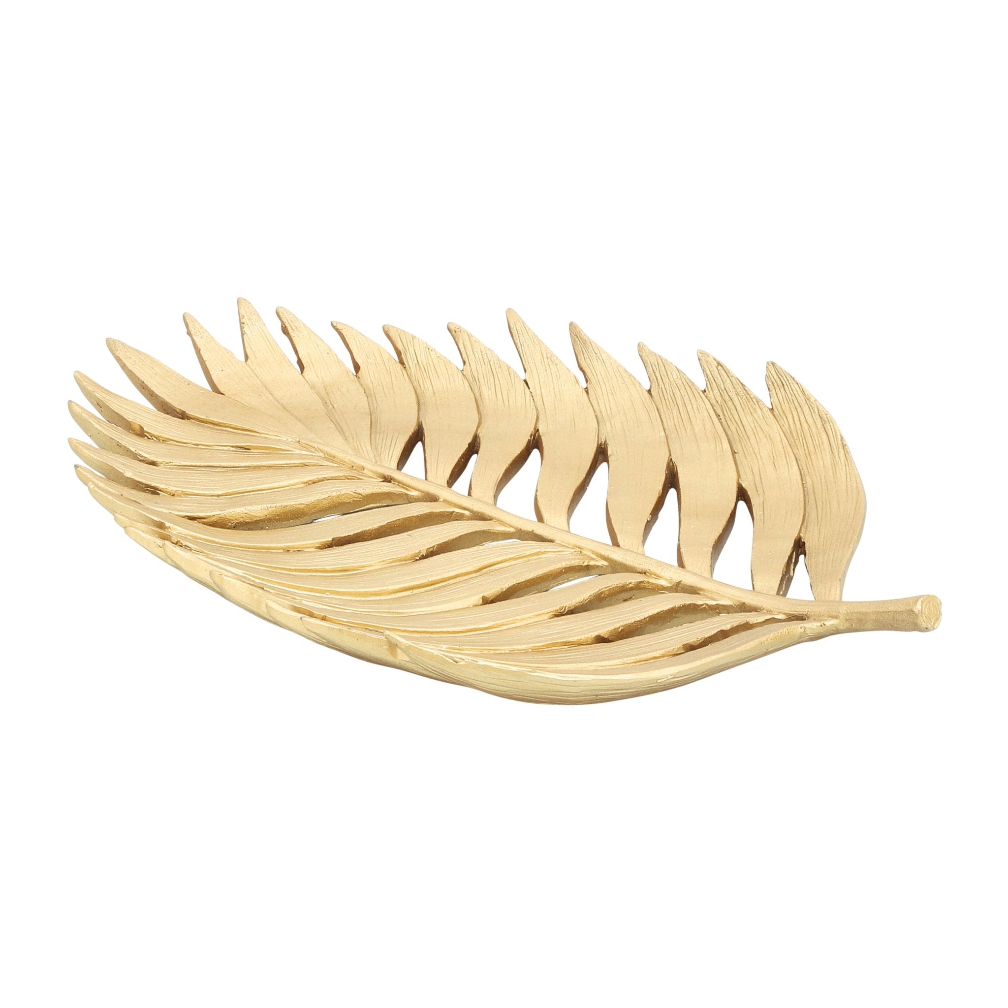 POLYRESIN 14" PALM LEAF DECORATION, GOLD Bowl| Sagebrook Home