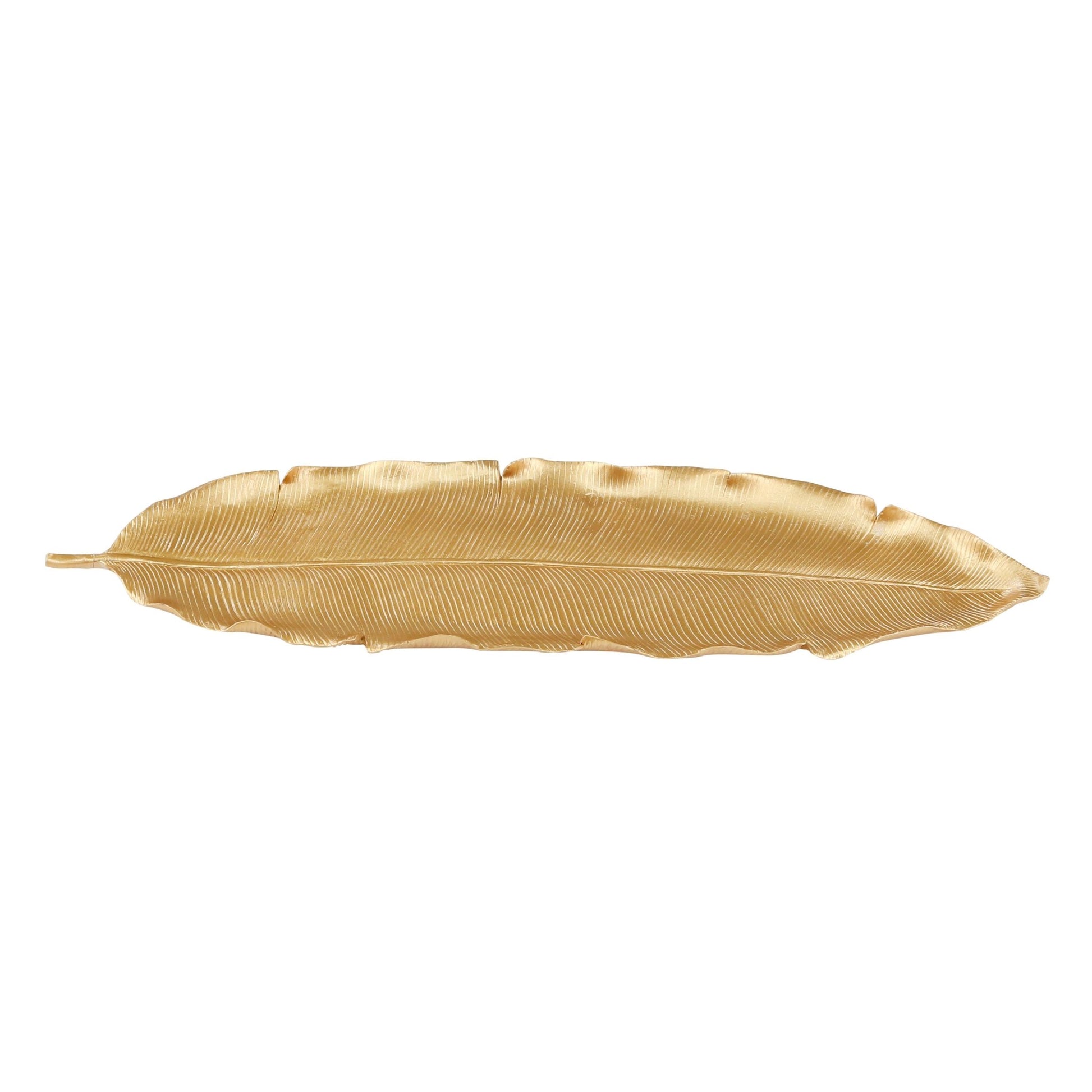 POLYRESIN 20" BANANA LEAF TRAY, GOLD Tray| Sagebrook Home