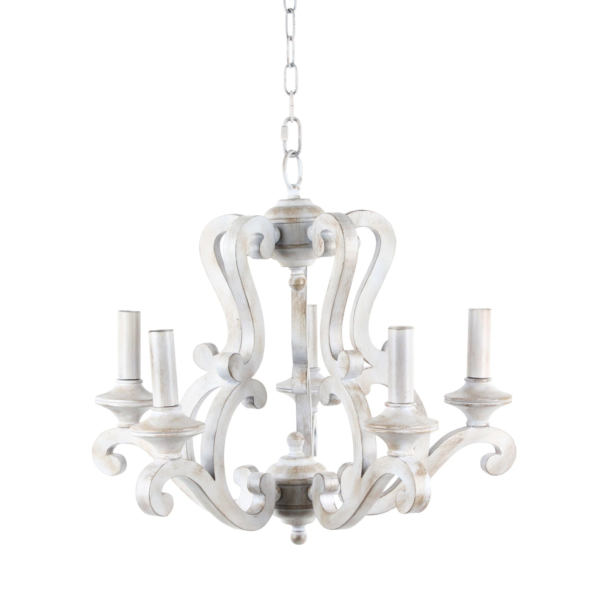 POLYRESIN 5 LIGHT WOOD LOOK CHANDELIER BEIGE chandeliers| Sagebrook Home