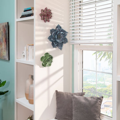 POLYRESIN 8" SUCCULENT WALL DECOR, PINK/GREEN WB - Al Rugaib Furniture