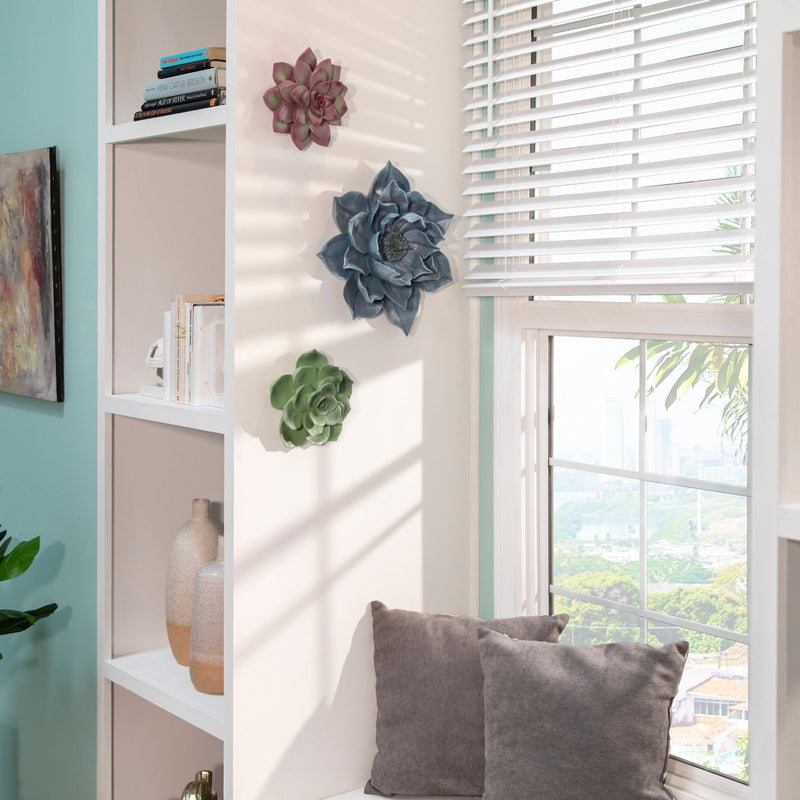 POLYRESIN 8" SUCCULENT WALL DECOR, PINK/GREEN WB - Al Rugaib Furniture