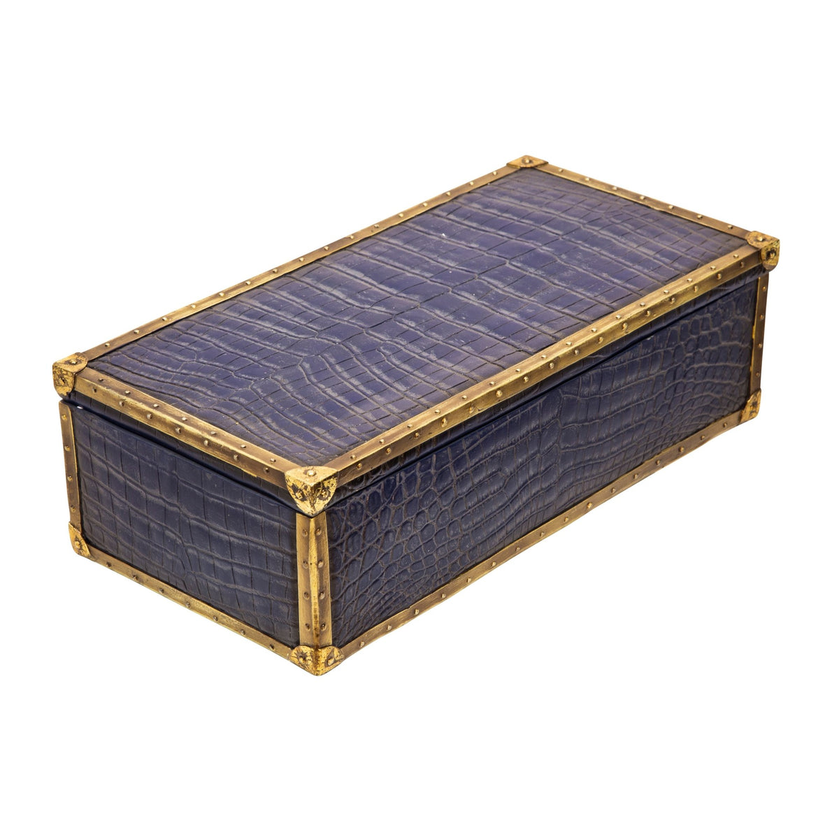 Polyresin Alligator Skin Box, Dark Blue Box| Sagebrook Home