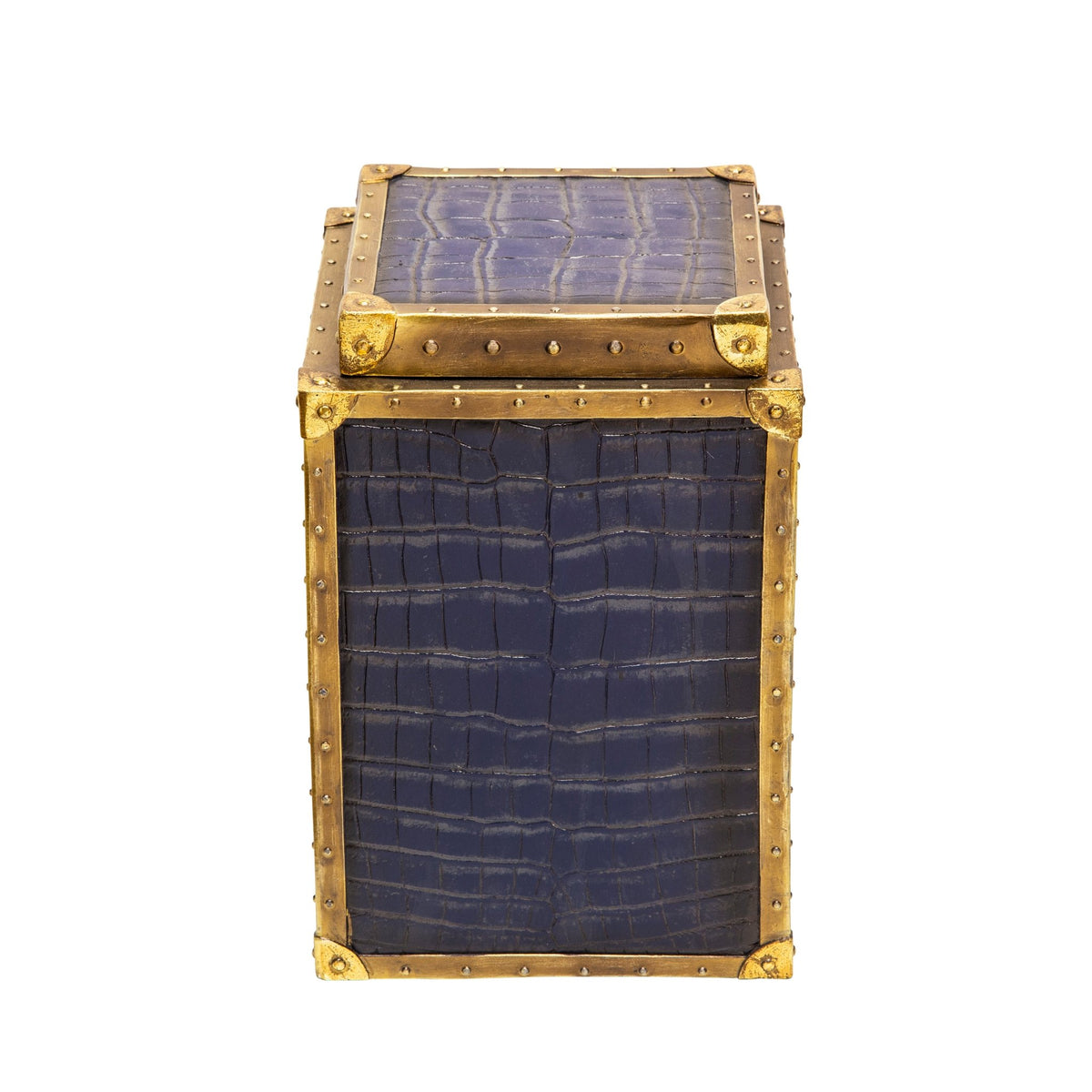 Polyresin Alligator Skin Box, Dark Blue Table Decors| Sagebrook Home