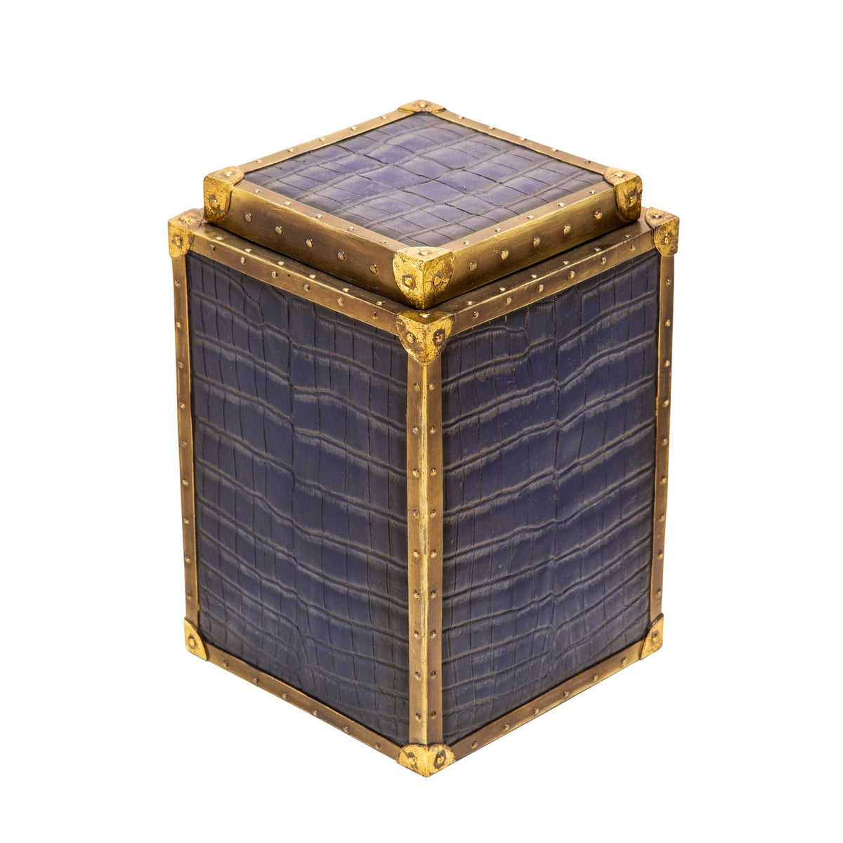 Polyresin Alligator Skin Box, Dark Blue Table Decors| Sagebrook Home