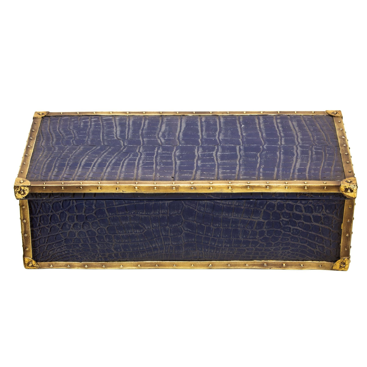 Polyresin Alligator Skin Box, Dark Blue Box| Sagebrook Home