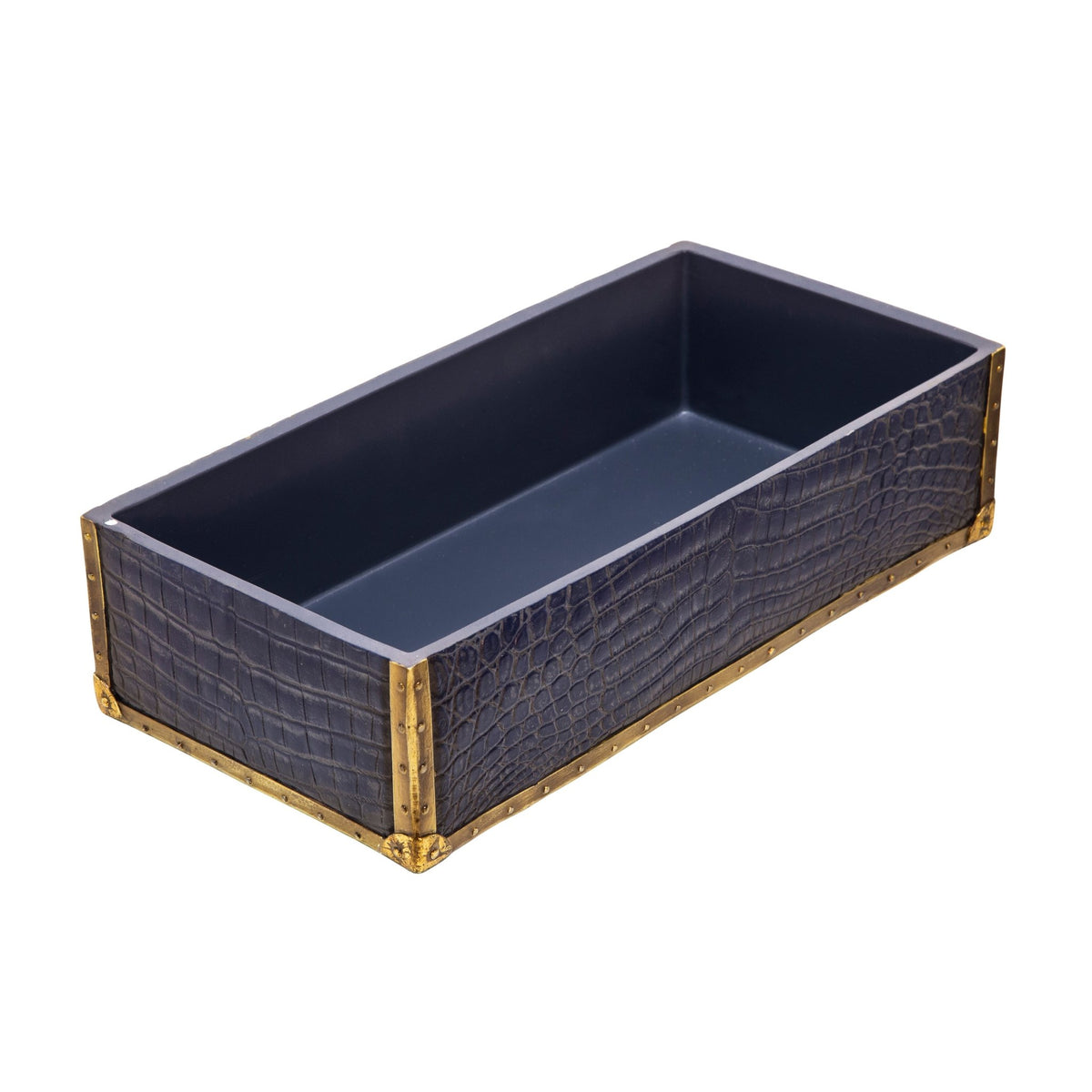Polyresin Alligator Skin Box, Dark Blue Box| Sagebrook Home