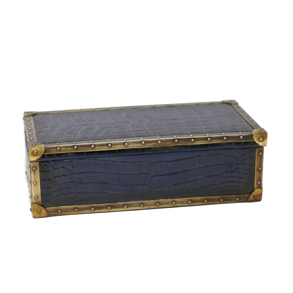 Polyresin Alligator Skin Box, Dark Blue Box| Sagebrook Home