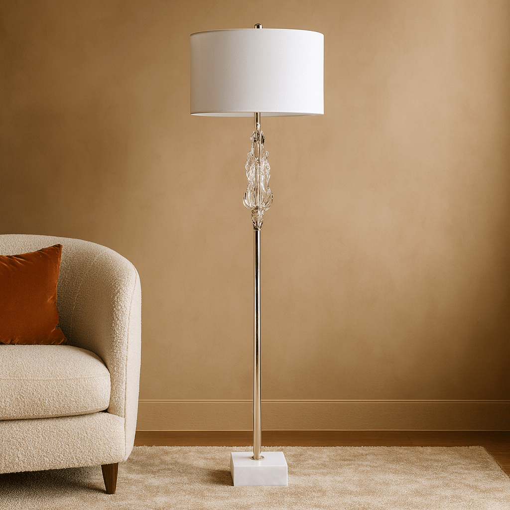 POLYRESIN FLOOR LAMP,SILVER Floor lamps| Sagebrook Home