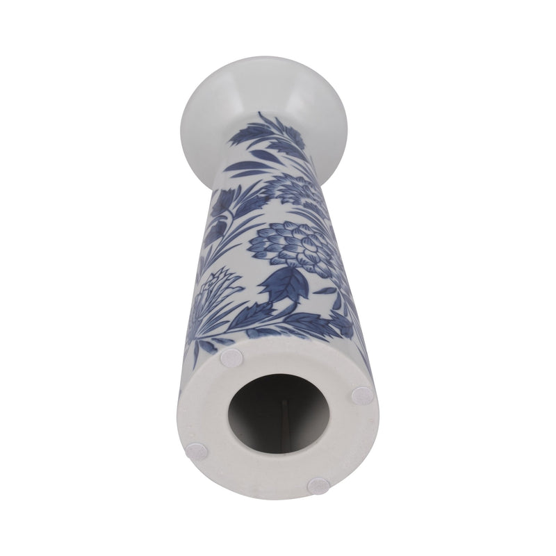 PORC,12"H CHINOISERIE CANDLE HOLDER,BLUE/WHT - Al Rugaib Furniture