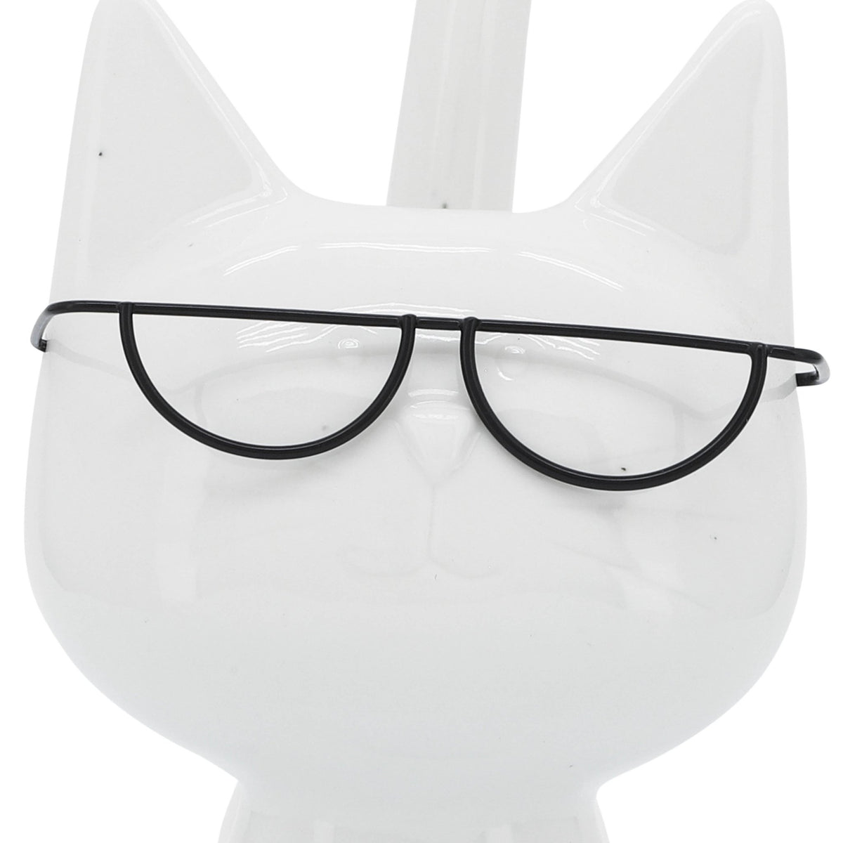 PORCELAIN, 8"H KITTY W/ GLASSES, WHITE Table Decors| Sagebrook Home