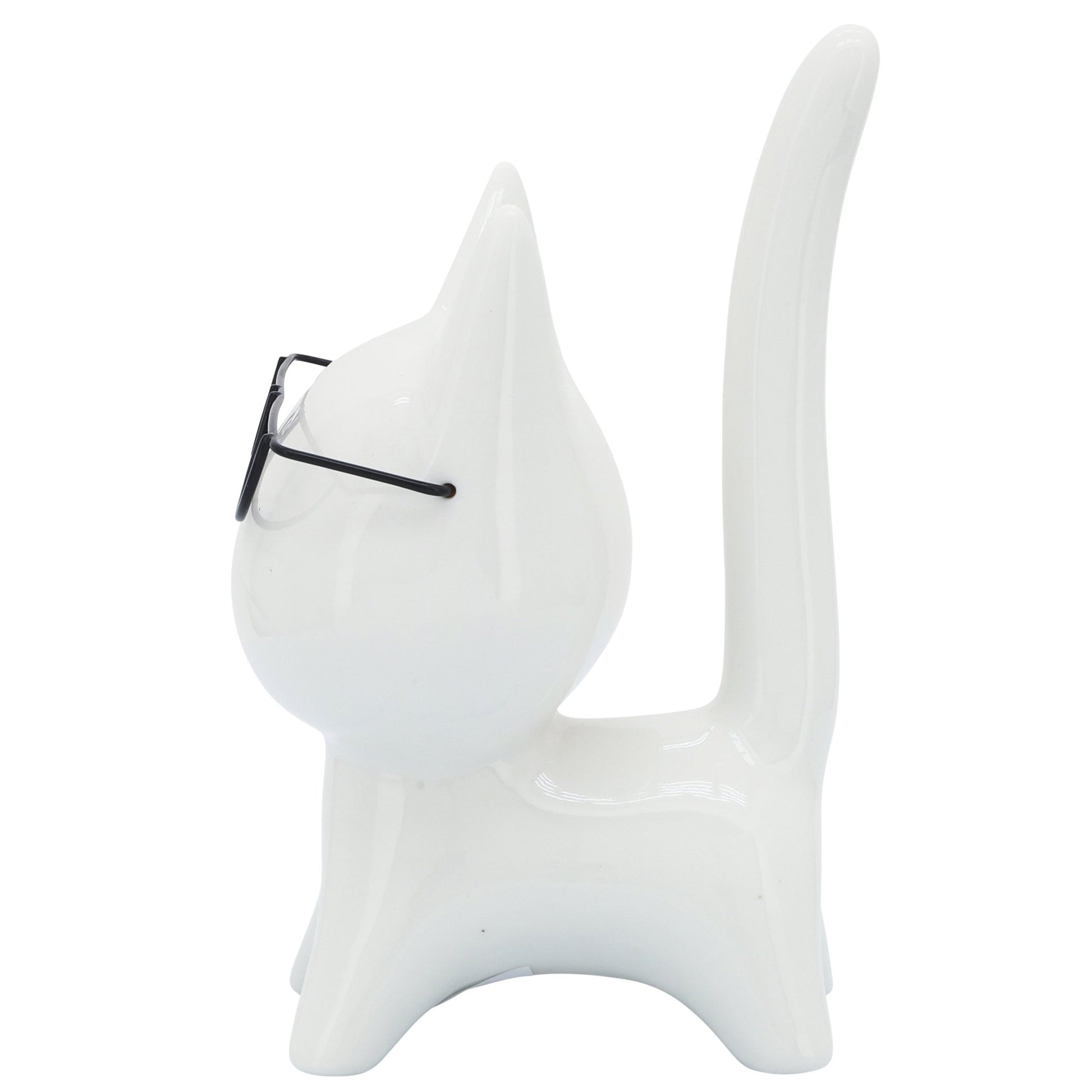 PORCELAIN, 8"H KITTY W/ GLASSES, WHITE Table Decors| Sagebrook Home
