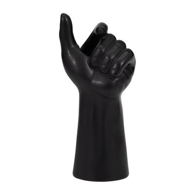 PORCELAIN, 9" HAND VASE, BLACK - Al Rugaib Furniture