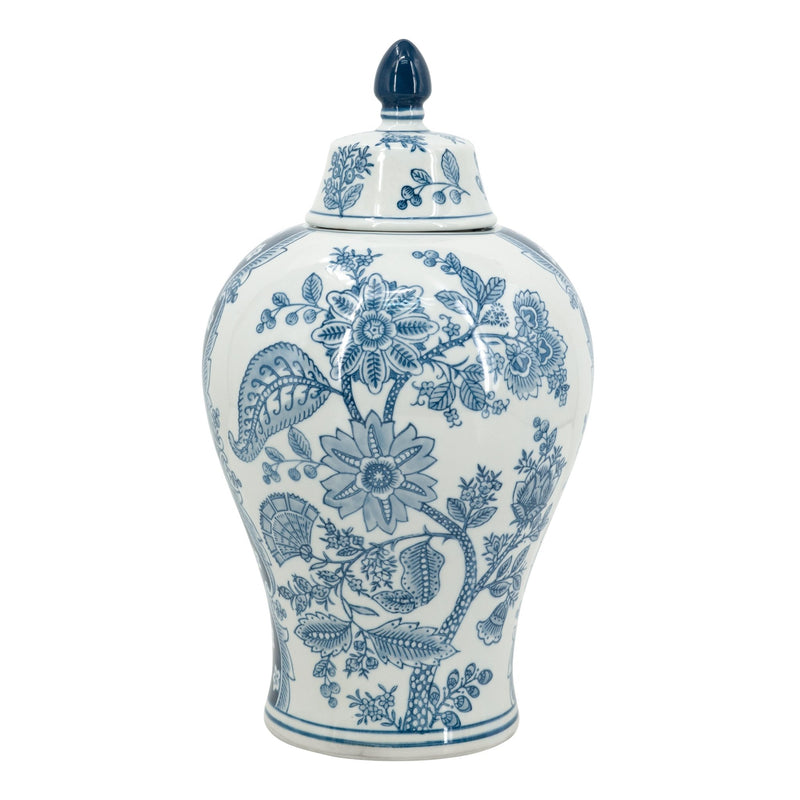 Porcelain Blue And White Lidded Jar - Al Rugaib Furniture
