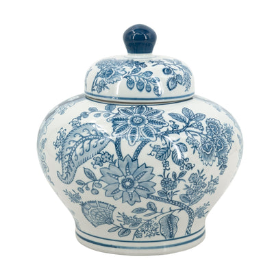 Porcelain Blue And White Lidded Jar - Al Rugaib Furniture