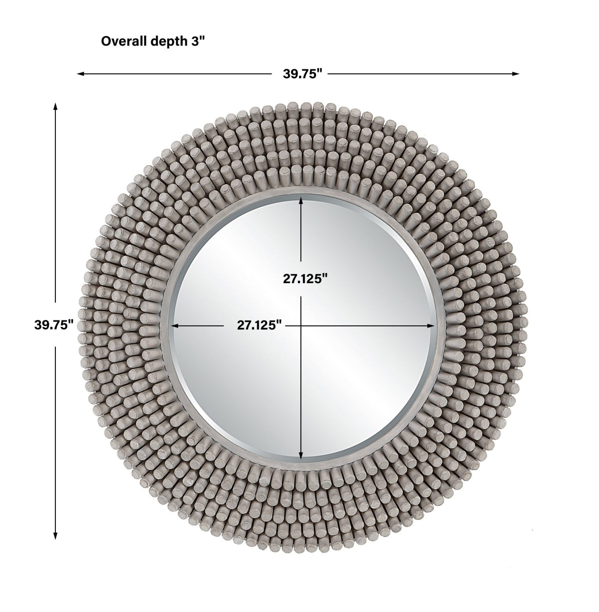 Portside Round Mirror, Gray Mirrors| Uttermost