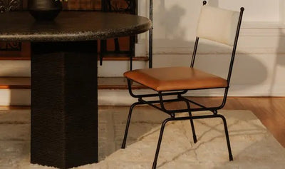 Posta Dining Chair Brown Leather - Al Rugaib Furniture