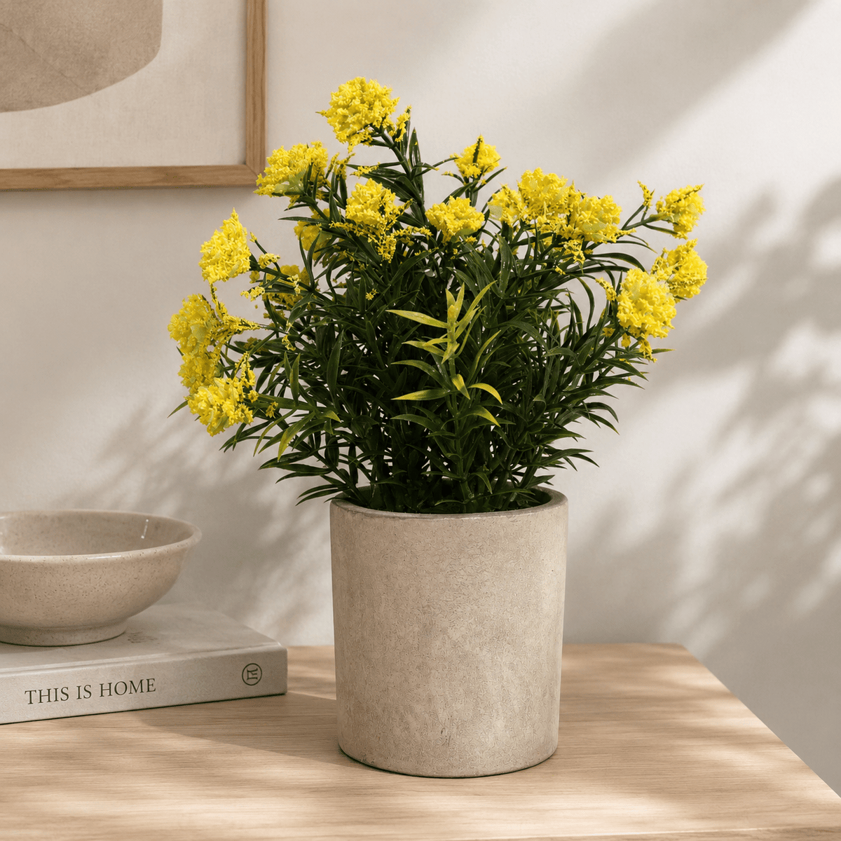 Potted Artificial Small Yellow Flowers 25CM Plants| Roots Furniture
