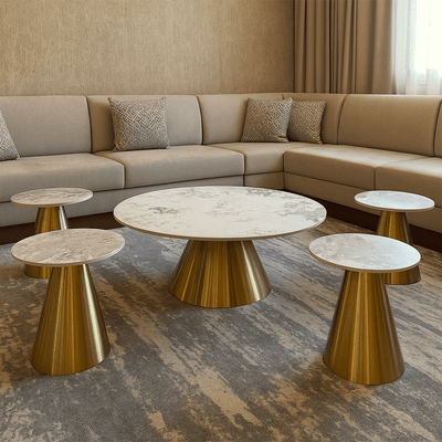 Premium Ceramic Coffee & Side Table Set – Golden Touch - Al Rugaib Furniture