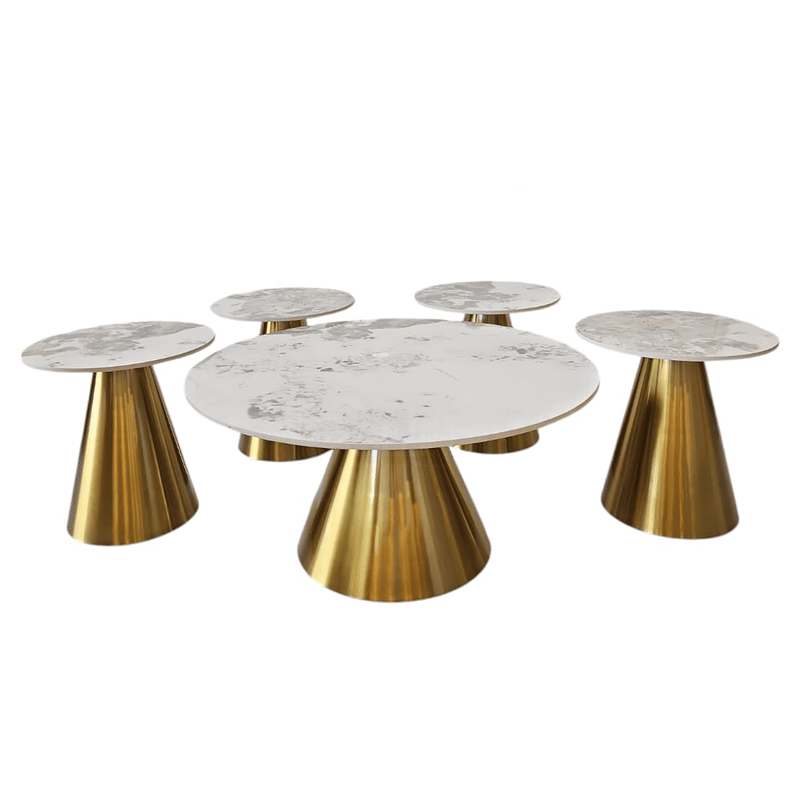 Premium Ceramic Coffee & Side Table Set – Golden Touch - Al Rugaib Furniture