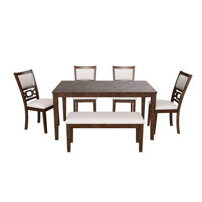 طاولة طعام لانغويست مع 4 كراسي ومقعد (طقم مكون من 6 قطع)