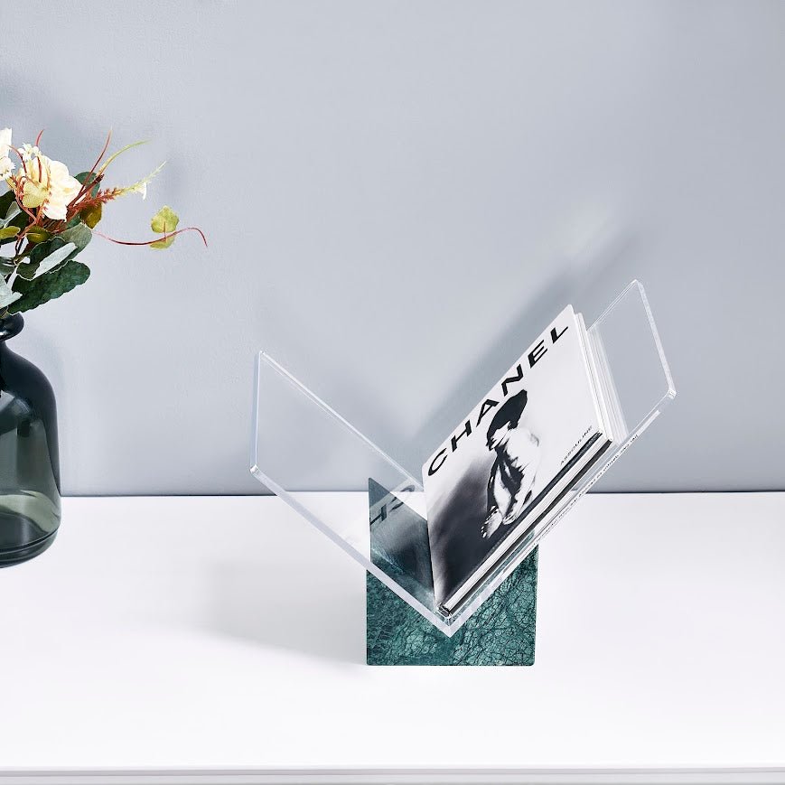 Pristine Book holder with Green marble Base Bookcases| Roots Furniture