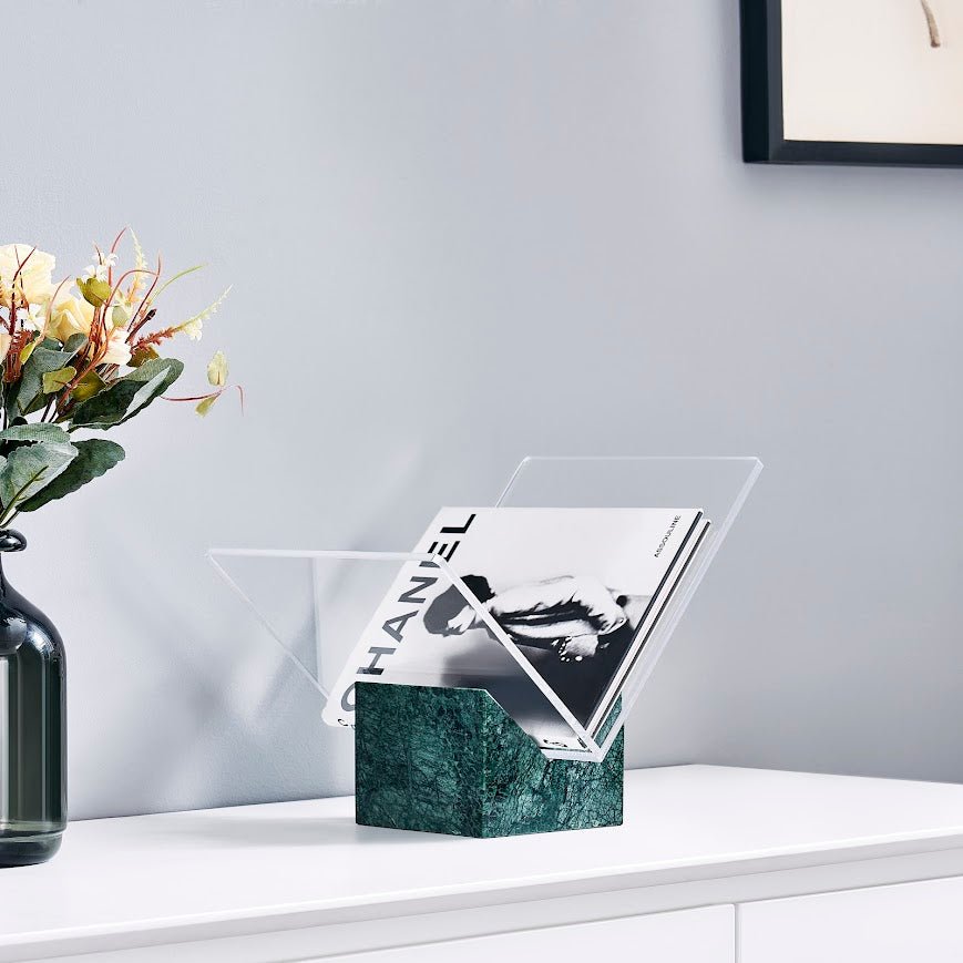Pristine Book holder with Green marble Base Bookcases| Roots Furniture