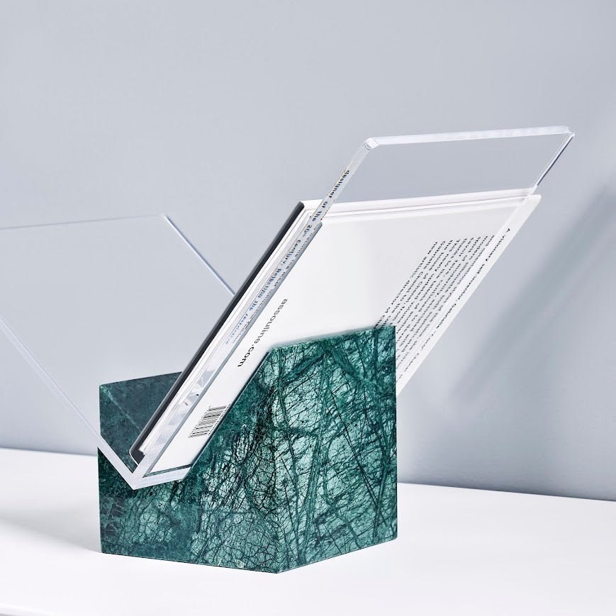Pristine Book holder with Green marble Base Bookcases| Roots Furniture