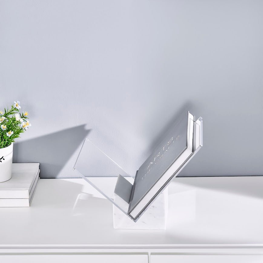 Pristine Book holder with White marble Base Bookcases| Roots Furniture