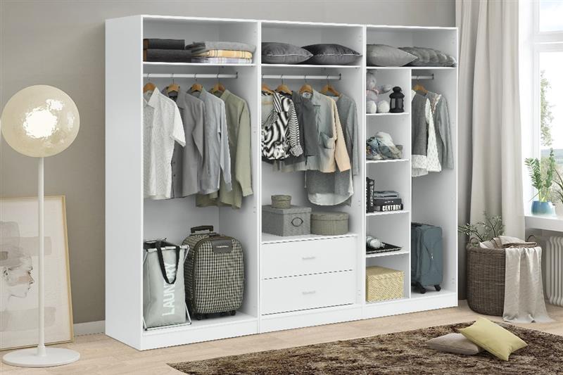 Provence White Wood Wardobe with 4 Panel Doors & 2 Mirror Doors Wardrobes| Roots Furniture