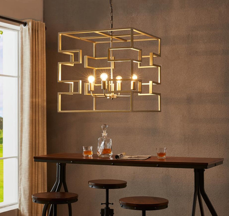 Puzzled Box Brass Leaf Finish Pendant Lamp - Al Rugaib Furniture