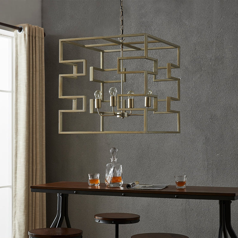 Puzzled Box Brass Leaf Finish Pendant Lamp - Al Rugaib Furniture